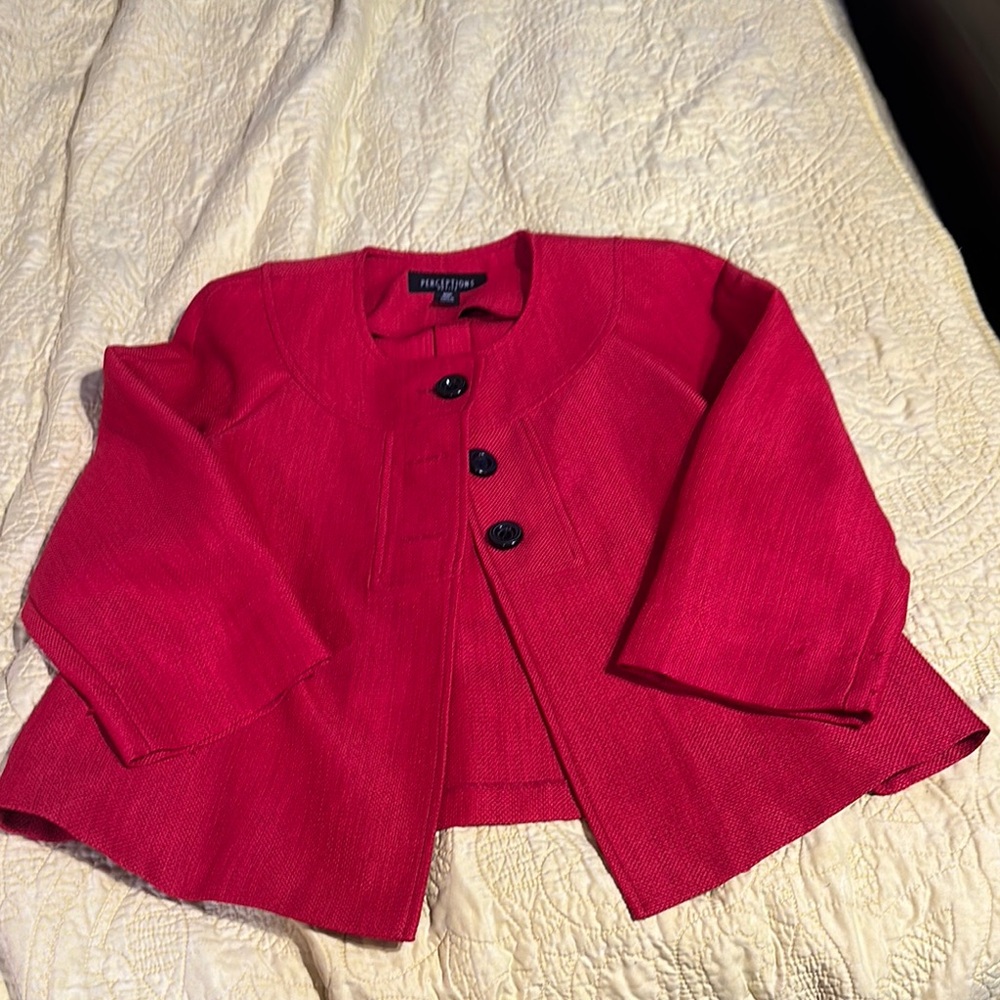 Perceptions Red Jacket And Pants Set - image 1